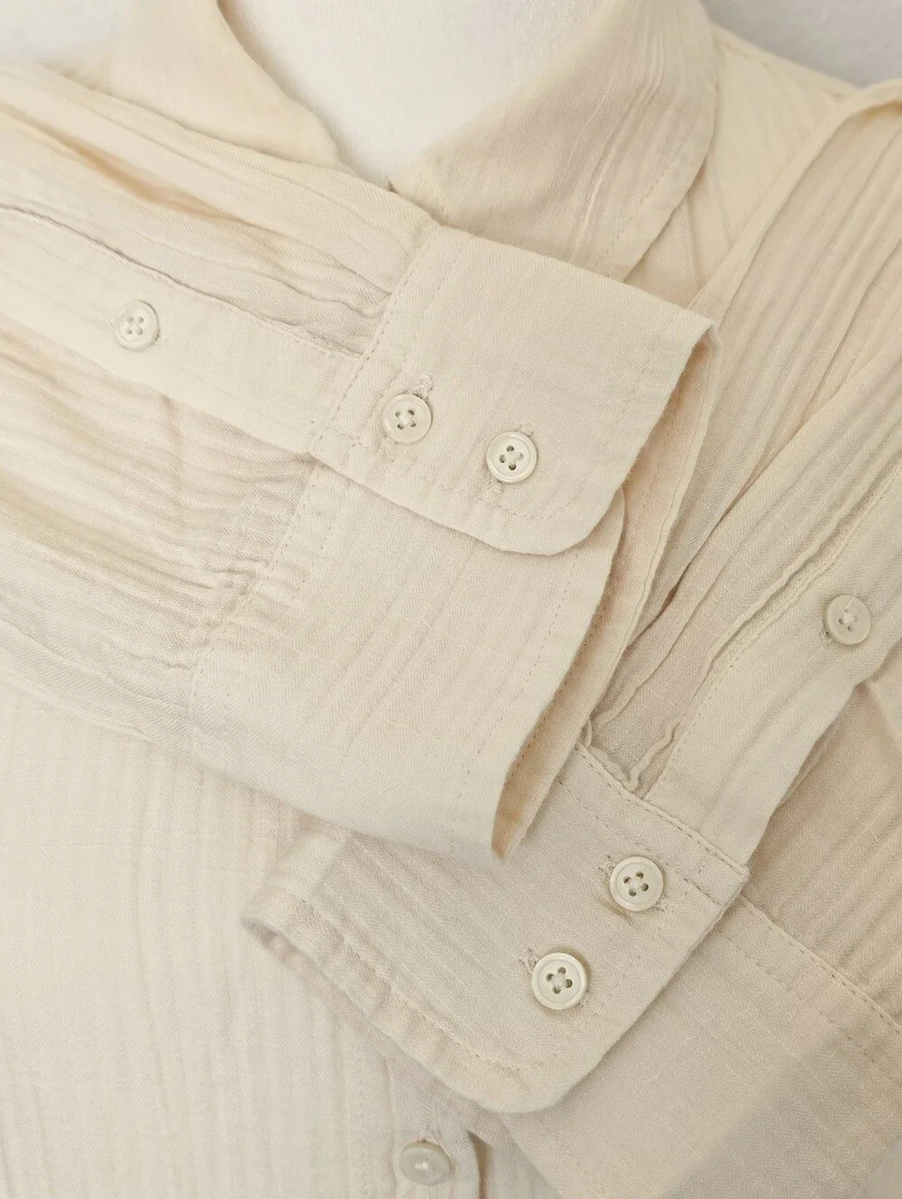 J. Crew Cream Long Beach   Shirt in Airy Gauze